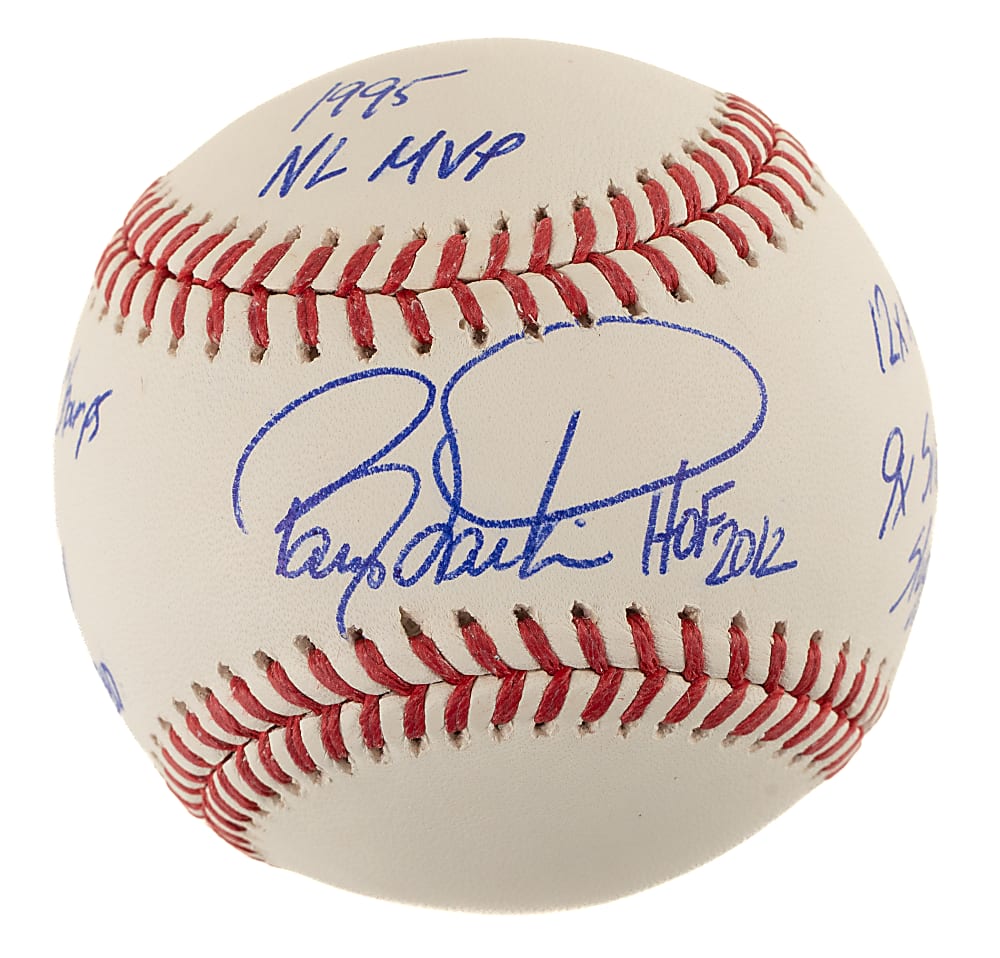 Barry Larkin Single-Signed Baseball with Six Inscriptions - PSA/DNA