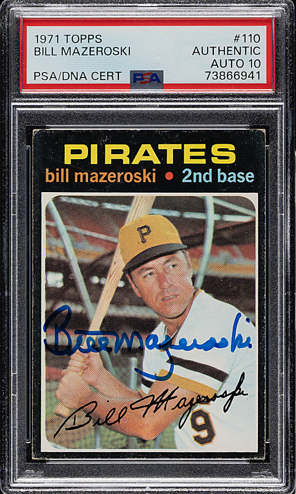 Signed 1971 Topps #110 Bill Mazeroski PSA/DNA GEM MINT 10