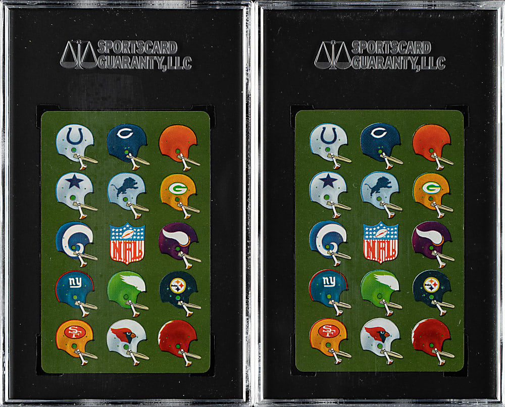 1963 Stancraft Football Play Cards Johnny Unitas and Jim Brown SGC GEM 98 Pair