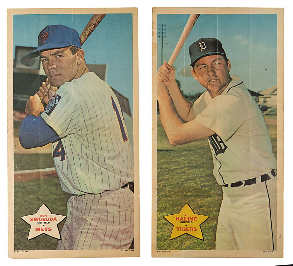 1968 Topps Posters Collection (4) Including Al Kaline and Mickey Mantle