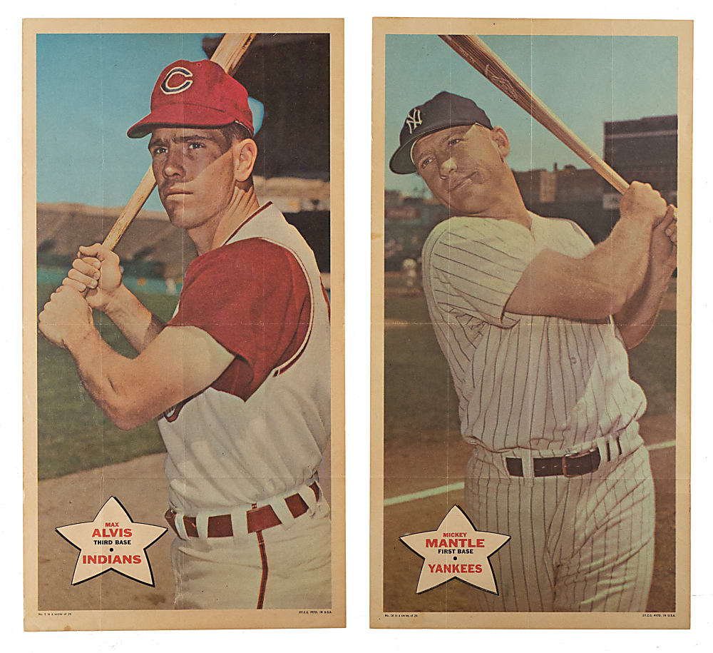 1968 Topps Posters Collection (4) Including Al Kaline and Mickey Mantle