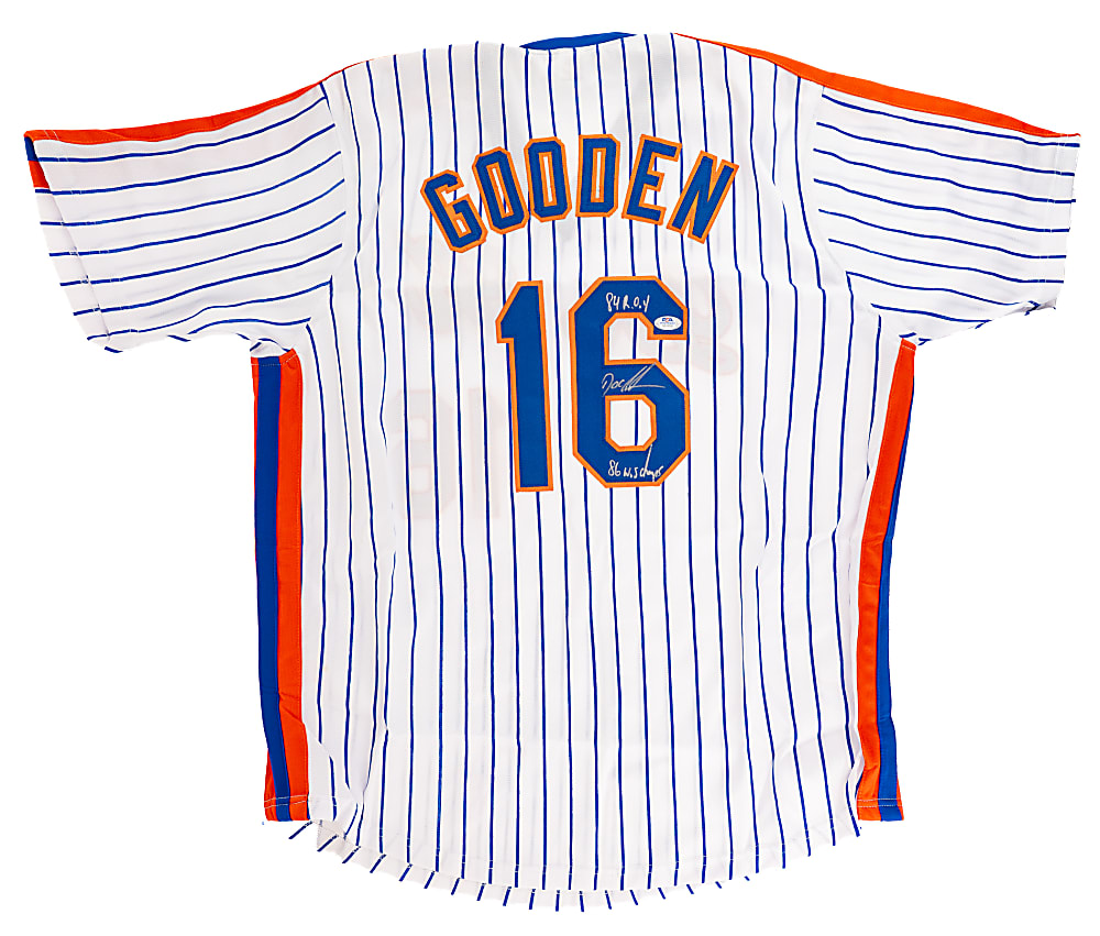 Dwight Gooden Signed New York Mets Jersey with "84 R.O.Y." and "86 WS Champs" Inscriptions - PSA/DNA
