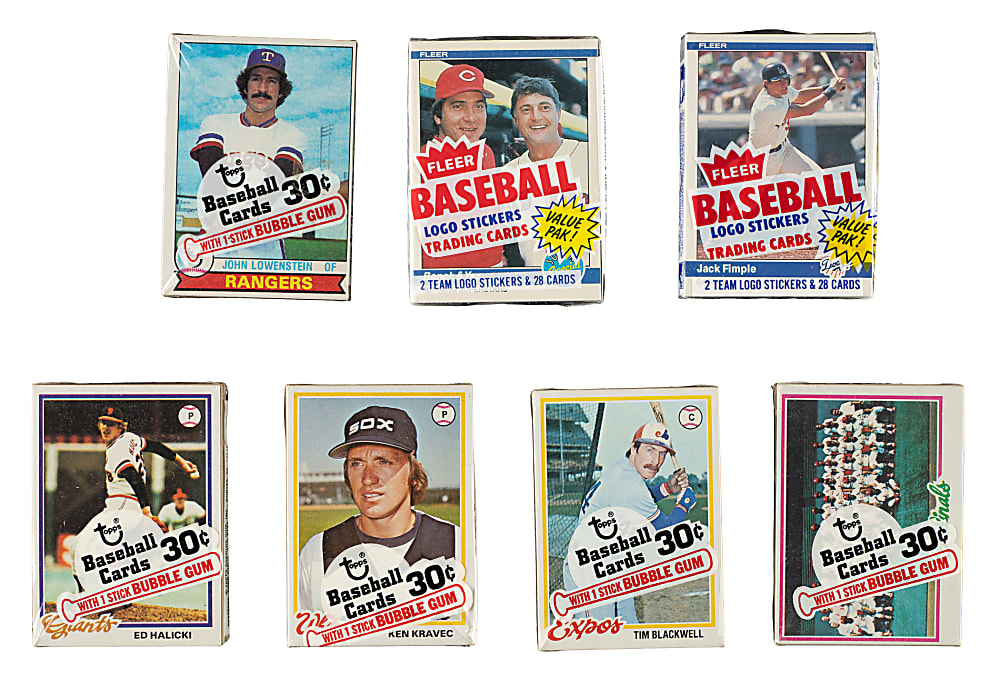 1978 to 1986 Topps and Fleer Unopened Cello Pack Collection (7)