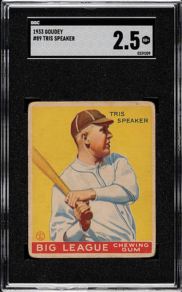 1933 R319 Goudey #89 Tris Speaker SGC GOOD+ 2.5