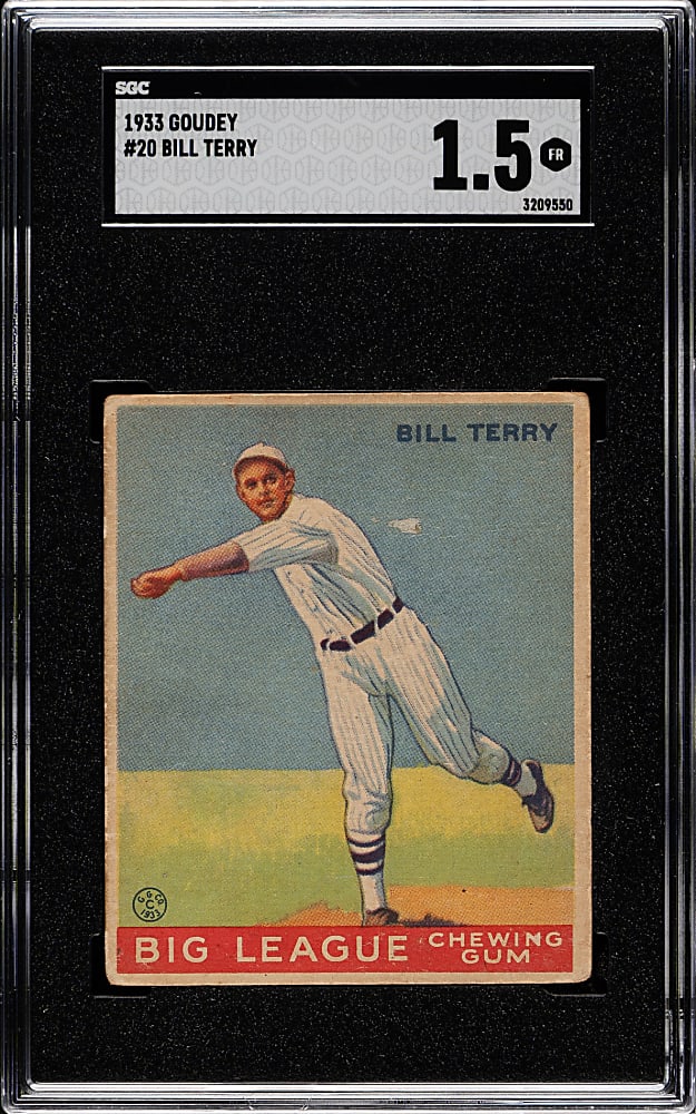1933 R319 Goudey #20 Bill Terry SGC FAIR 1.5