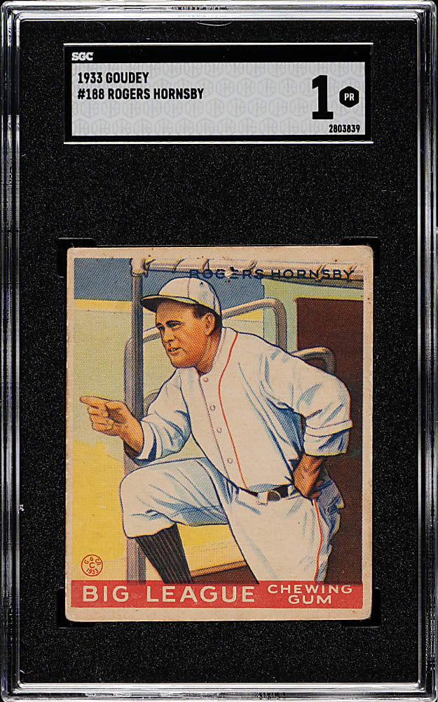 1933 R319 Goudey #188 Rogers Hornsby SGC POOR 1
