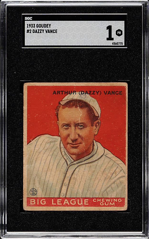 1933 R319 Goudey #2 Dazzy Vance SGC POOR 1
