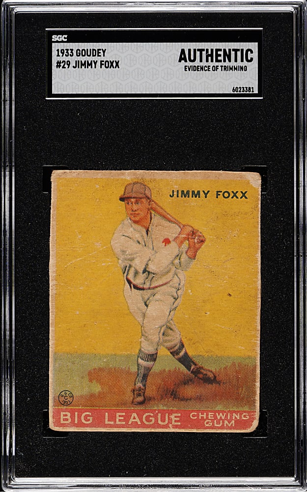 1933 R319 Goudey #29 Jimmy Foxx SGC Authentic