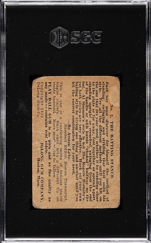 1933 R333 DeLong Gum #2 Al Simmons SGC POOR 1