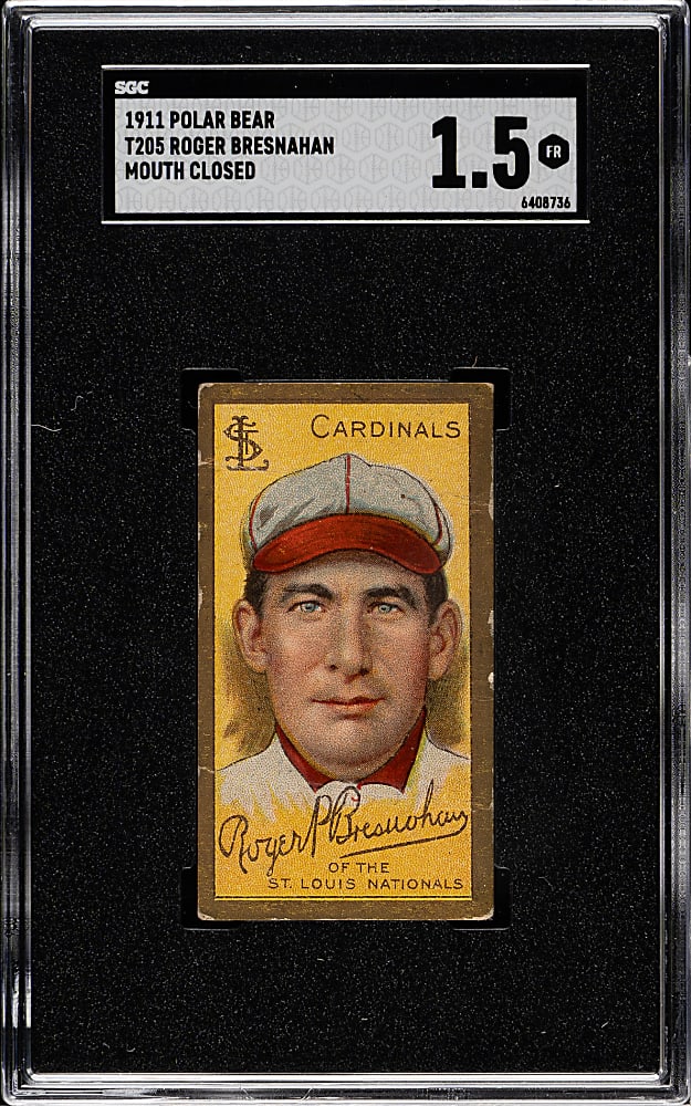 1911 T205 Gold Border Roger Bresnahan Closed Mouth SGC FAIR 1.5 - Polar Bear Back