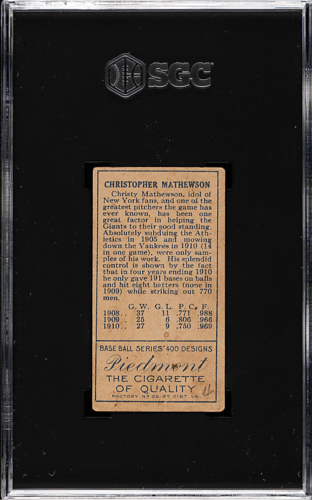 1911 T205 Gold Border Christy Mathewson SGC POOR 1