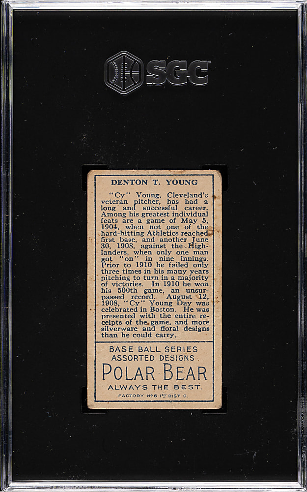 1911 T205 Gold Border Cy Young SGC POOR 1 - Polar Bear Back
