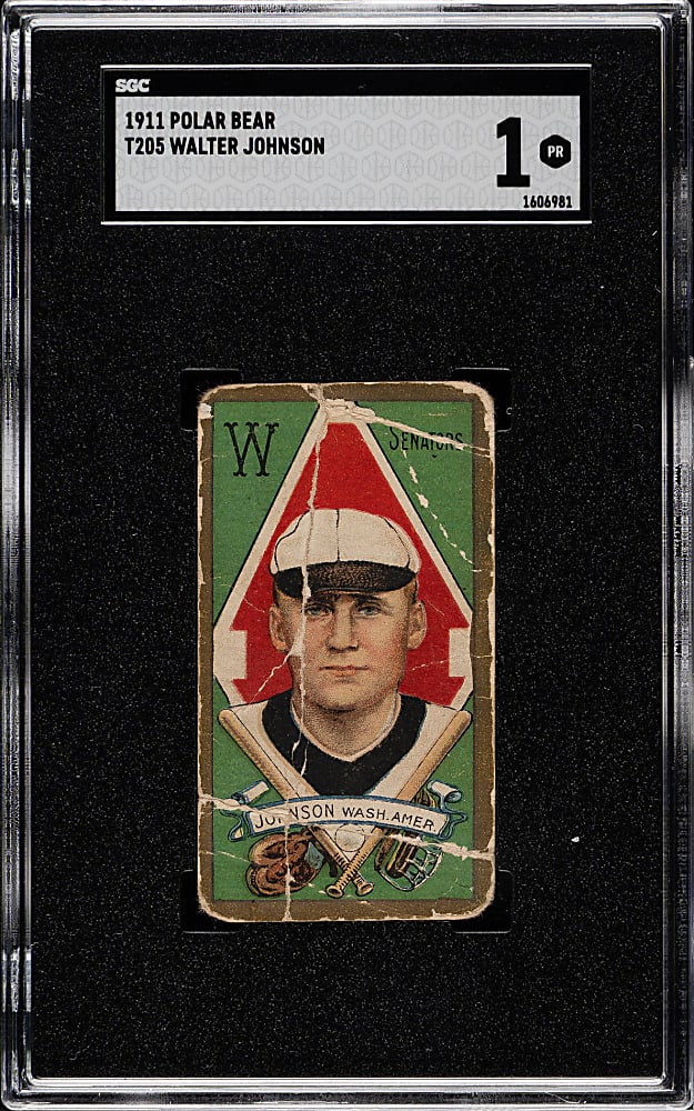 1911 T205 Gold Border Walter Johnson SGC POOR 1 - Polar Bear Back