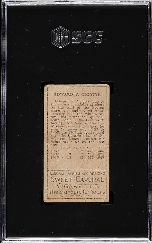 1911 T205 Gold Border Eddie Cicotte SGC POOR 1