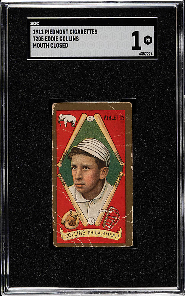 1911 T205 Gold Border Eddie Collins Closed Mouth SGC POOR 1