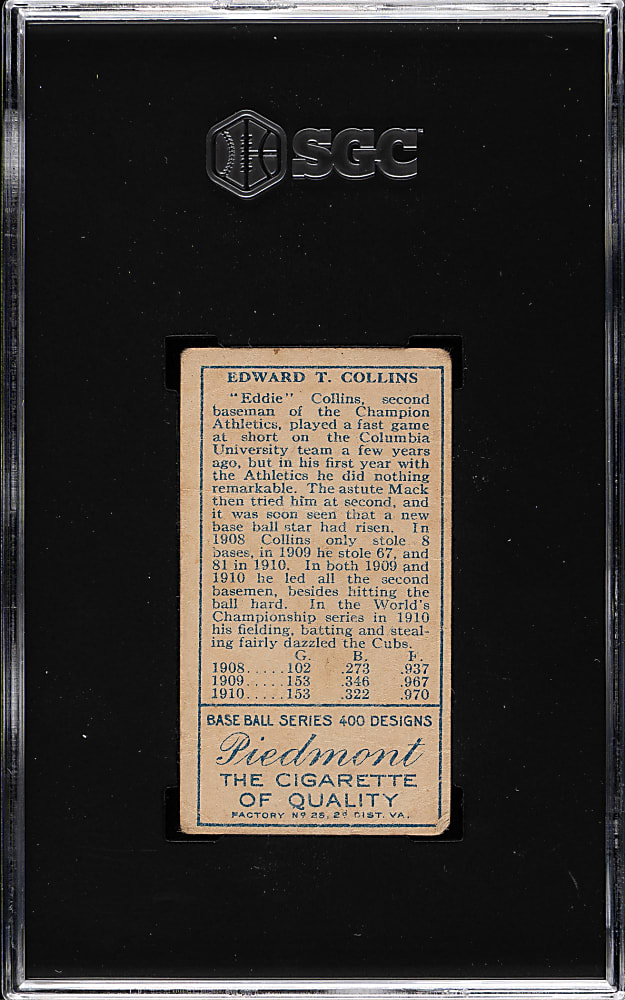 1911 T205 Gold Border Eddie Collins Closed Mouth SGC POOR 1