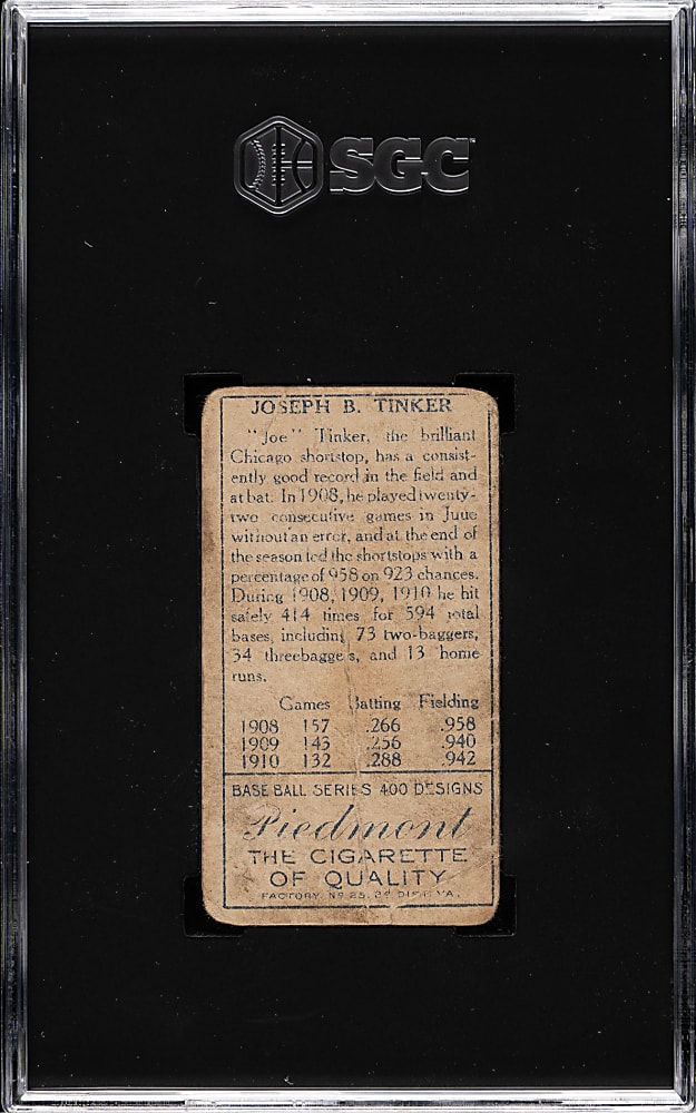 1911 T205 Gold Border Joe Tinker SGC POOR 1