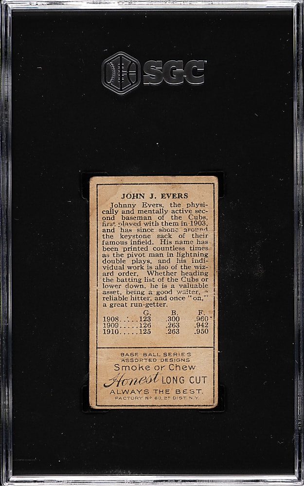 1911 T205 Gold Border Johnny Evers SGC POOR 1