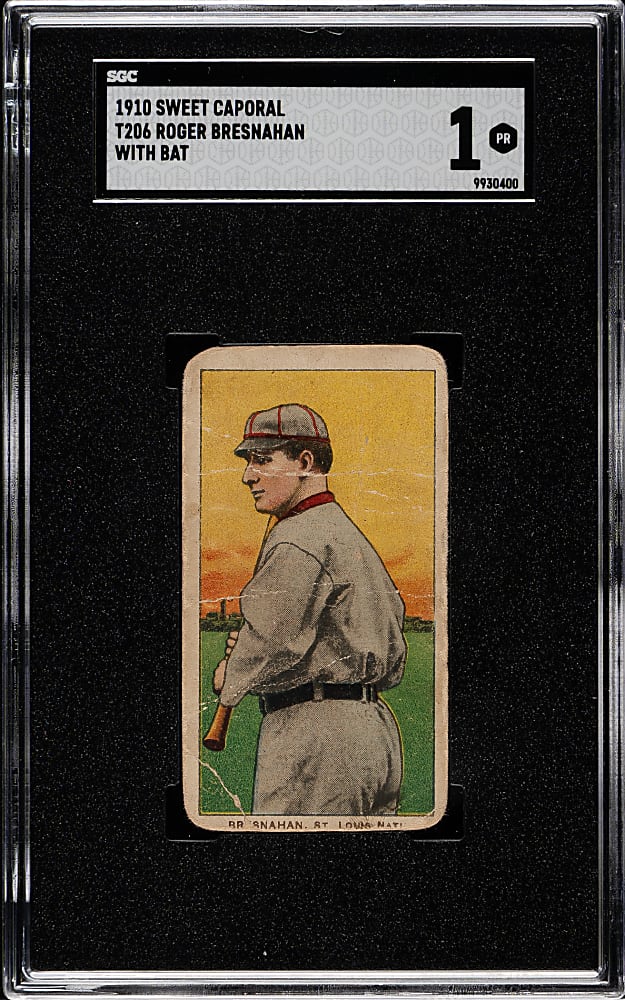 1909-1911 T206 White Border Roger Bresnahan with Bat SGC POOR 1