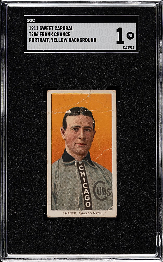 1909-1911 T206 White Border Frank Chance Yellow Background SGC POOR 1