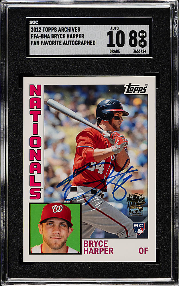 2012 Topps Archives Fan Favorite Autographs #FFA-BHA Bryce Harper SGC NM/MT 8 with GEM MINT 10 Signature