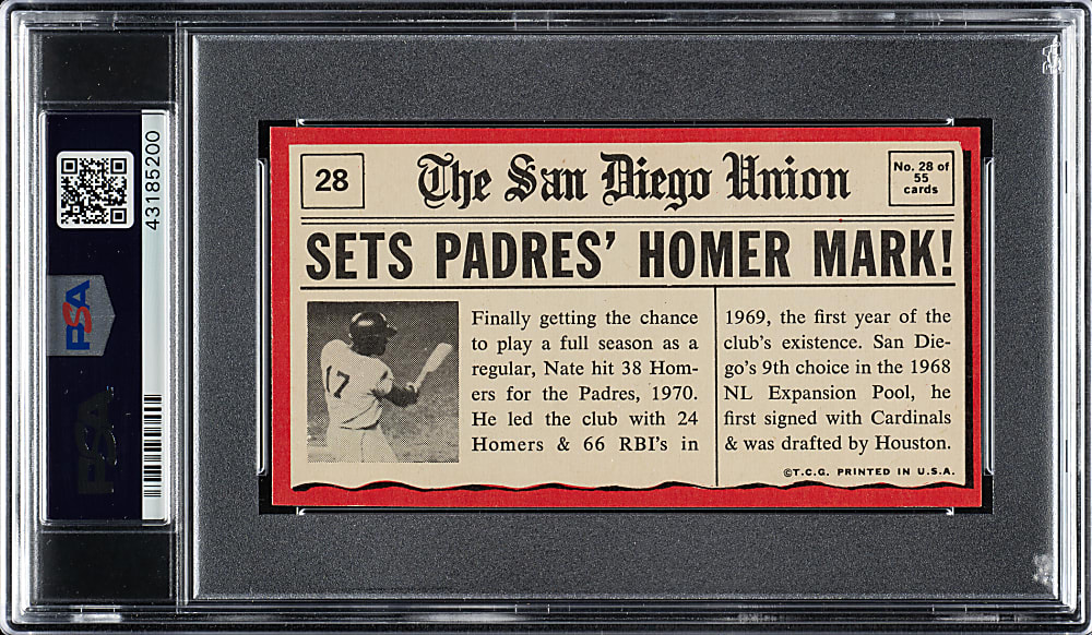 1971 Topps Greatest Moments #28 Nate Colbert PSA NM-MT 8