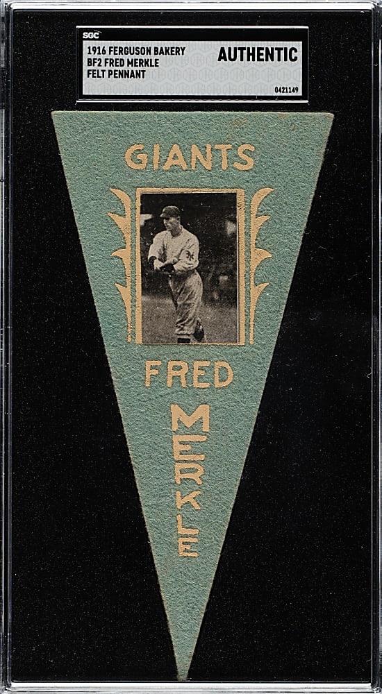 1916 BF2 Ferguson Bakery Felt Pennant Fred Merkle SGC Authentic