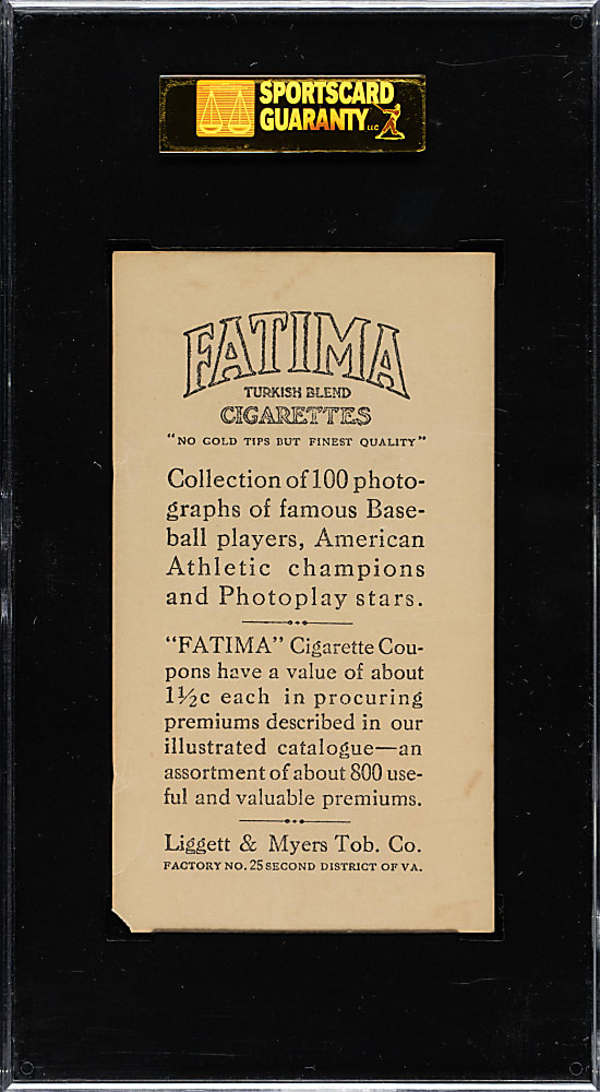 1914 T222 Fatima Cigarettes Lefty Tyler SGC GOOD 30