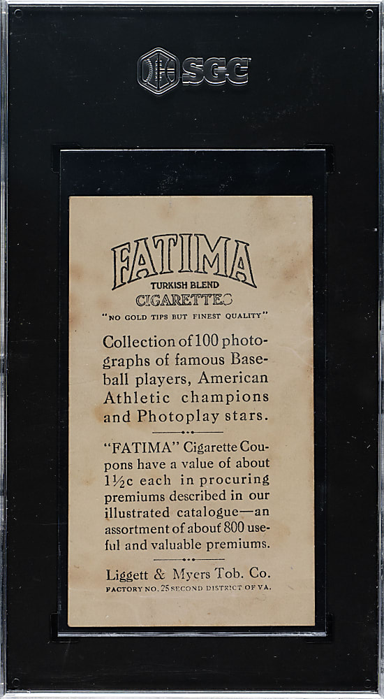 1914 T222 Fatima Cigarettes Wally Schang SGC POOR 1
