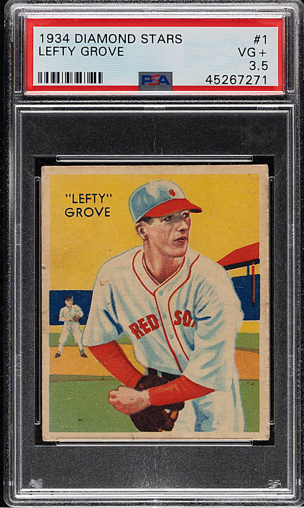 1934-1936 R327 Diamond Stars #1 Lefty Grove (1934 Green Back) PSA VG+ 3.5