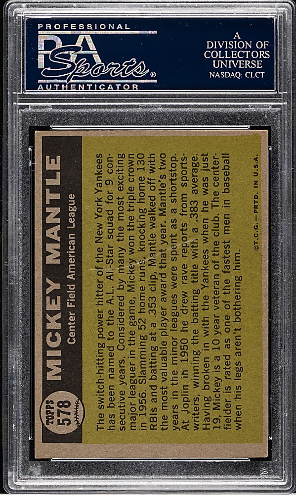 1961 Topps #578 Mickey Mantle All-Star PSA EX 5