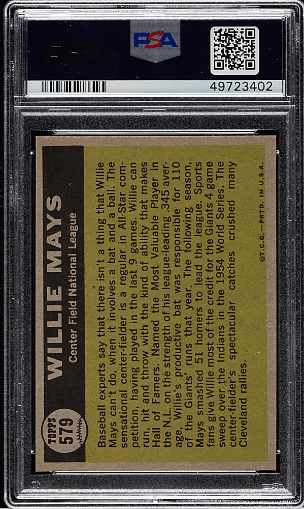 1961 Topps #579 Willie Mays All-Star PSA NM-MT 8