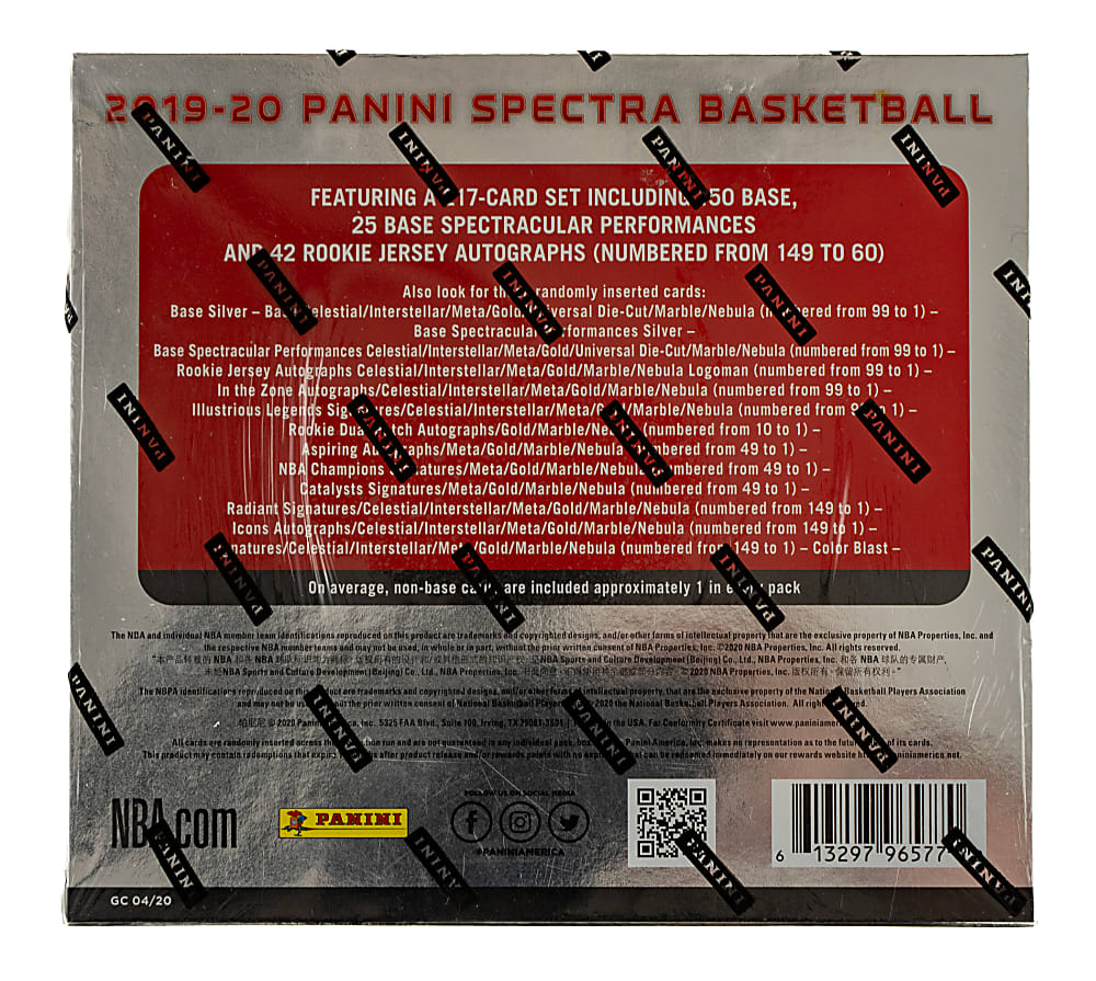 2019-2020 Panini Spectra First Off The Line Basketball Factory-Sealed Unopened Hobby Box (4 Packs)