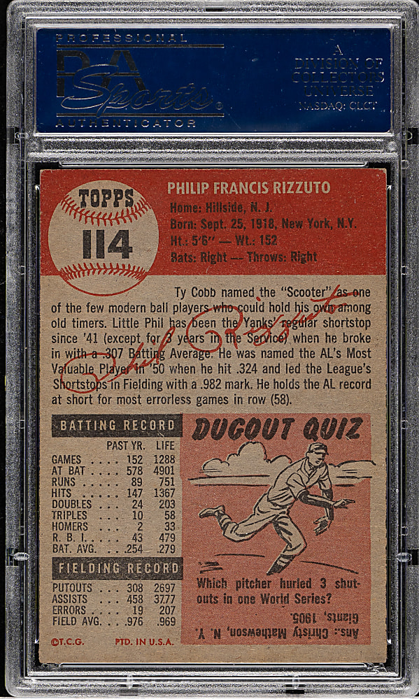 1953 Topps #114 Phil Rizzuto PSA NM 7
