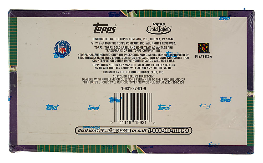 1999 Topps Gold Label Football Unopened Hobby Box (24 Packs)