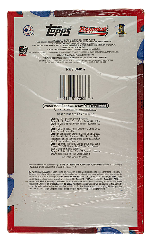 2007 Bowman Unopened Jumbo-HTA Hobby Box (12 Packs)