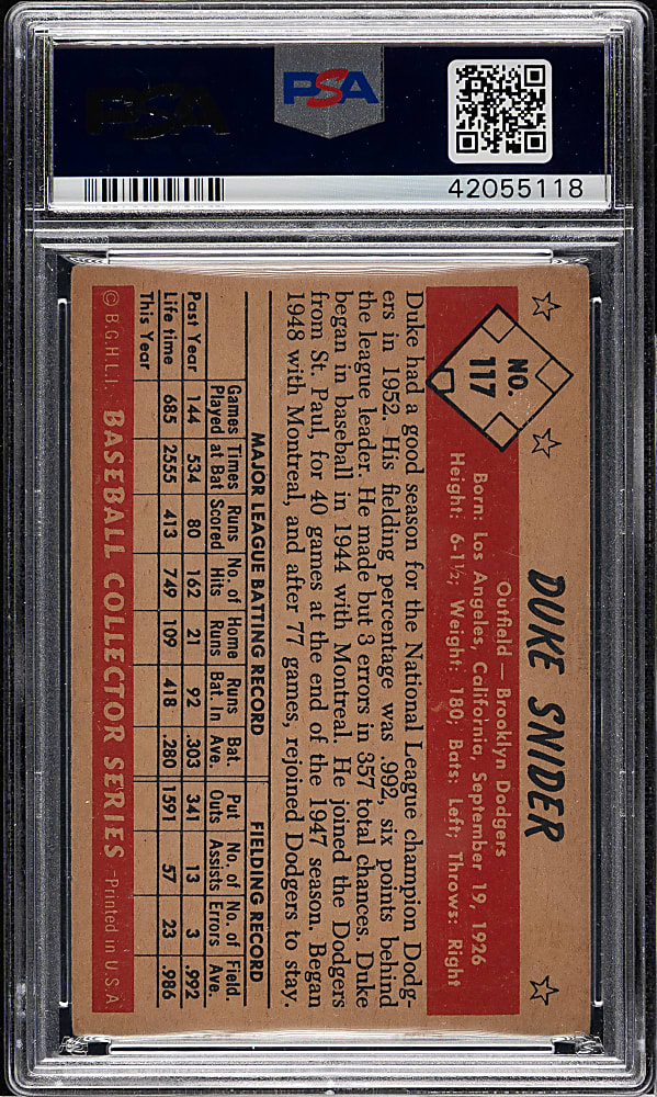 1953 Bowman Color #117 Duke Snider PSA VG-EX 4