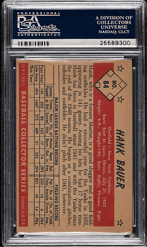 1953 Bowman Color #84 Hank Bauer PSA NM 7