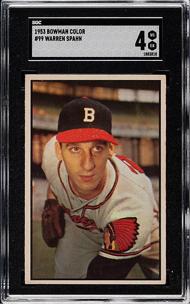 1953 Bowman Color #99 Warren Spahn SGC VG/EX 4