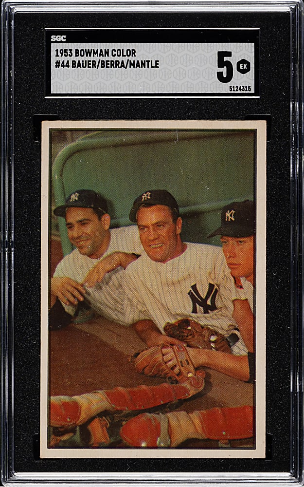 1953 Bowman Color #44 Bauer/Berra/Mantle SGC EX 5