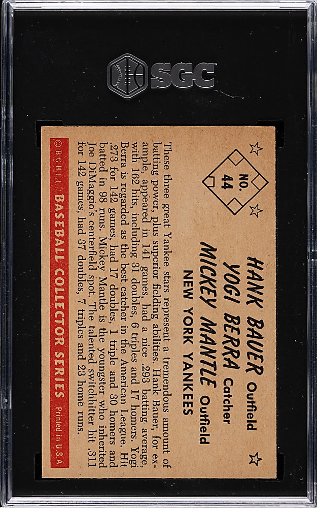 1953 Bowman Color #44 Bauer/Berra/Mantle SGC EX 5