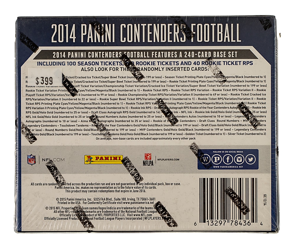 2014 Panini Contenders Football Unopened Hobby Box (24 Packs)
