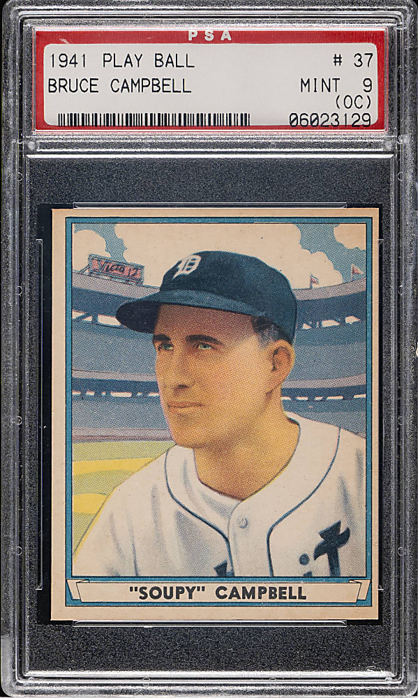 1941 R336 Play Ball #37 Bruce Campbell PSA MINT 9 (OC)