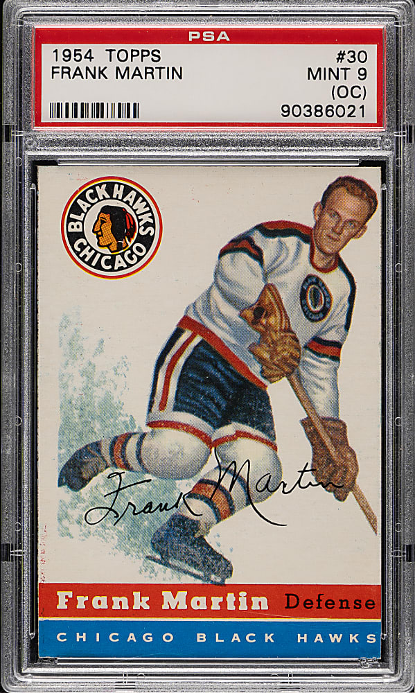 1954-1955 Topps Hockey #30 Frank Martin PSA MINT 9 (OC)