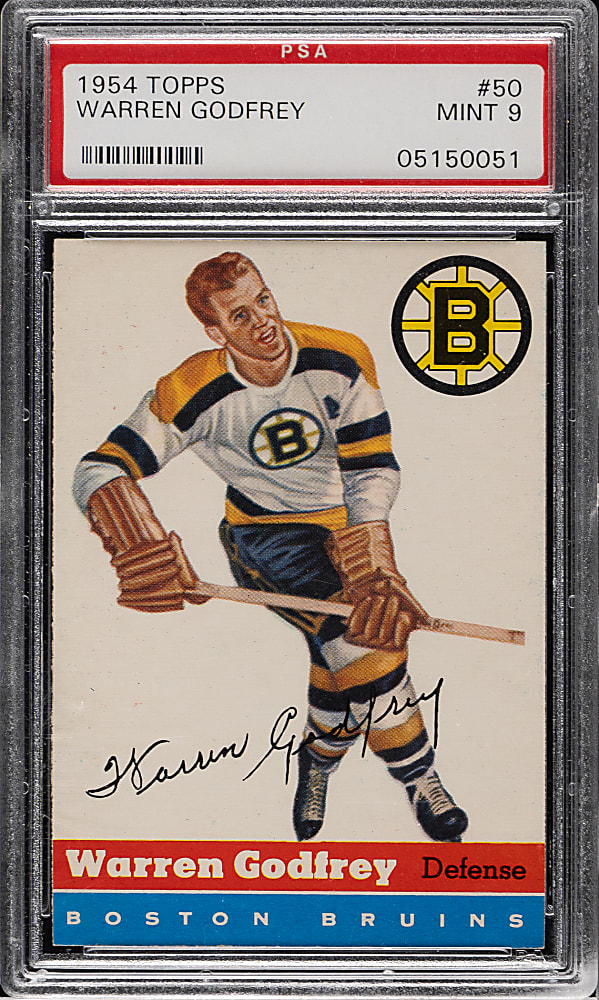 1954-1955 Topps Hockey #50 Warren Godfrey PSA MINT 9