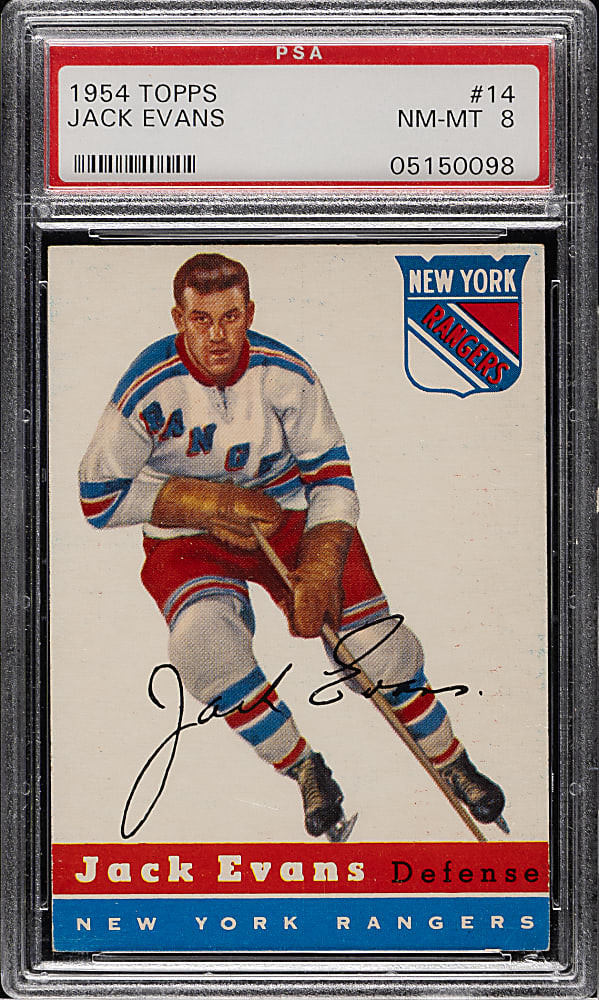 1954-1955 Topps Hockey #14 Jack Evans PSA NM-MT 8