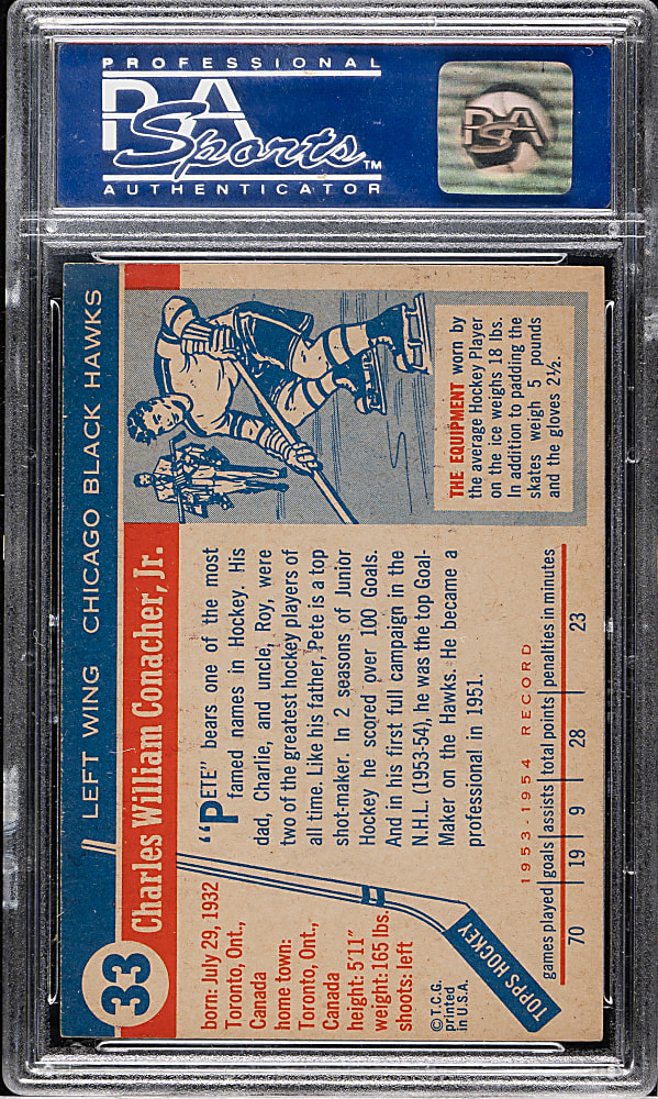 1954-1955 Topps Hockey #33 Pete Conacher PSA NM-MT 8