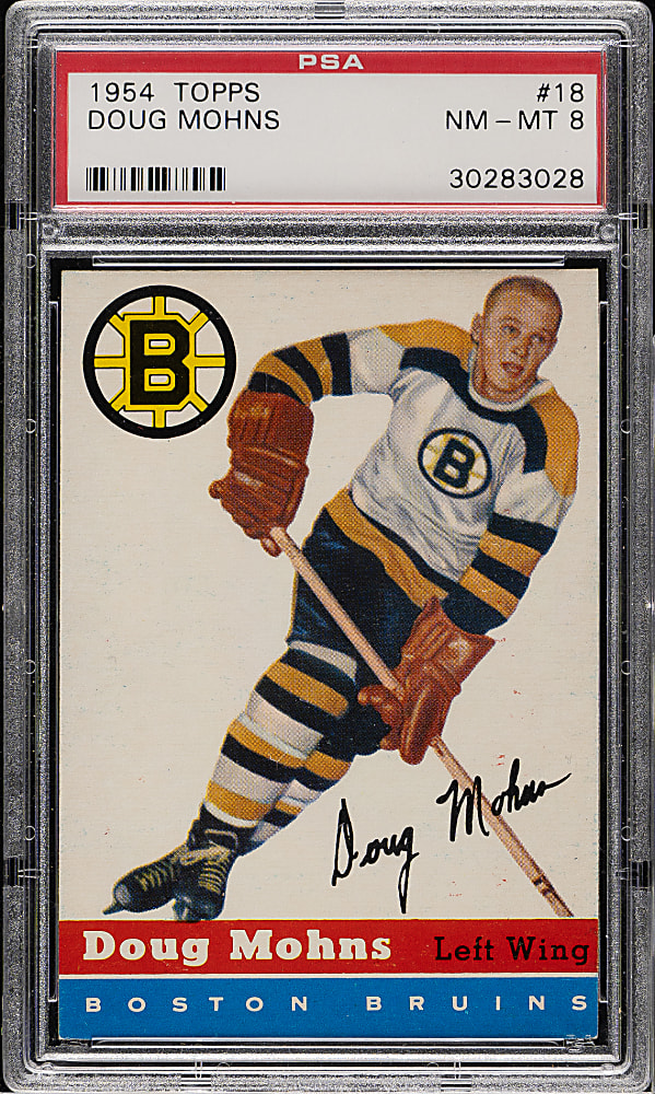 1954-1955 Topps Hockey #18 Doug Mohns PSA NM-MT 8