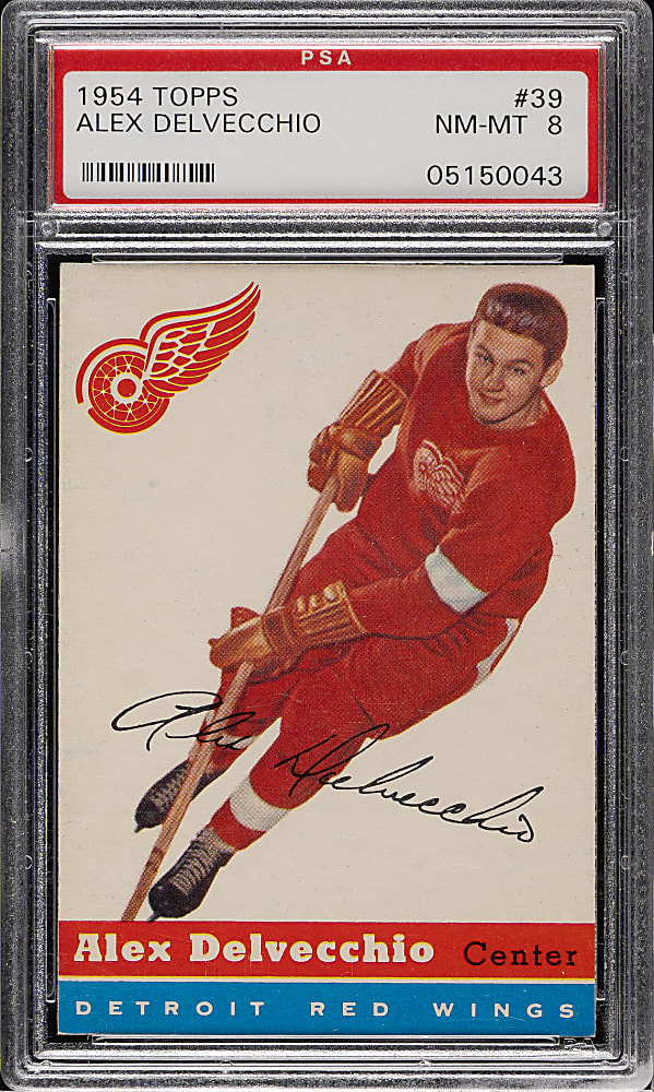 1954-1955 Topps Hockey #39 Alex Delvecchio PSA NM-MT 8