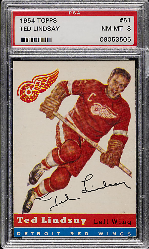 1954-1955 Topps Hockey #51 Ted Lindsay PSA NM-MT 8